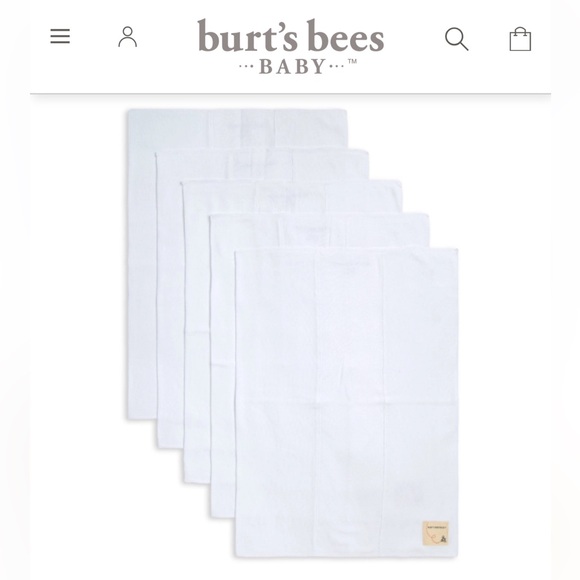 ✨NEW ✨ Burt’s Bees Organic Cotton Burp Cloths - Cloud/ White 5 Pack - Picture 1 of 1